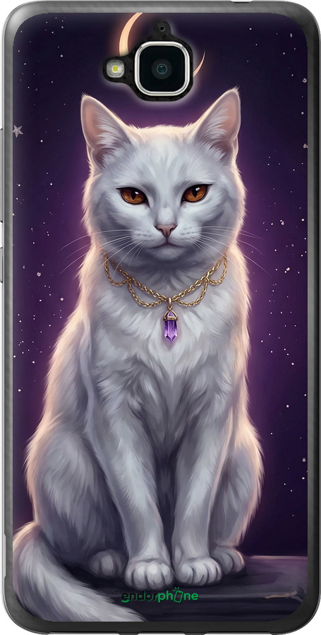 Силиконовый чехол Mystic White Cat Gothic Dark Purple Gold для Huawei Y6 Pro - 6805u-355 изображение 