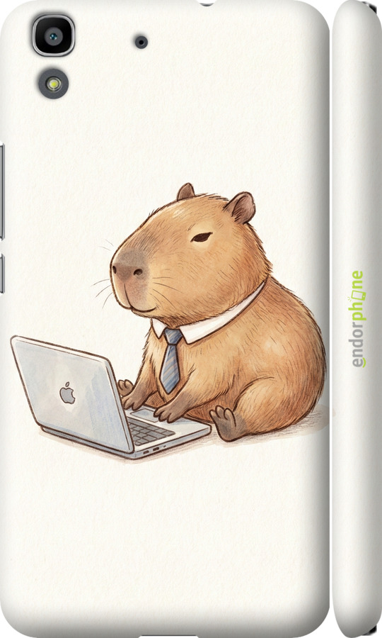 3D пластиковий матовий чехол Funny Capybara CEO Working для Huawei Y6 - 6777m-333 изображение 