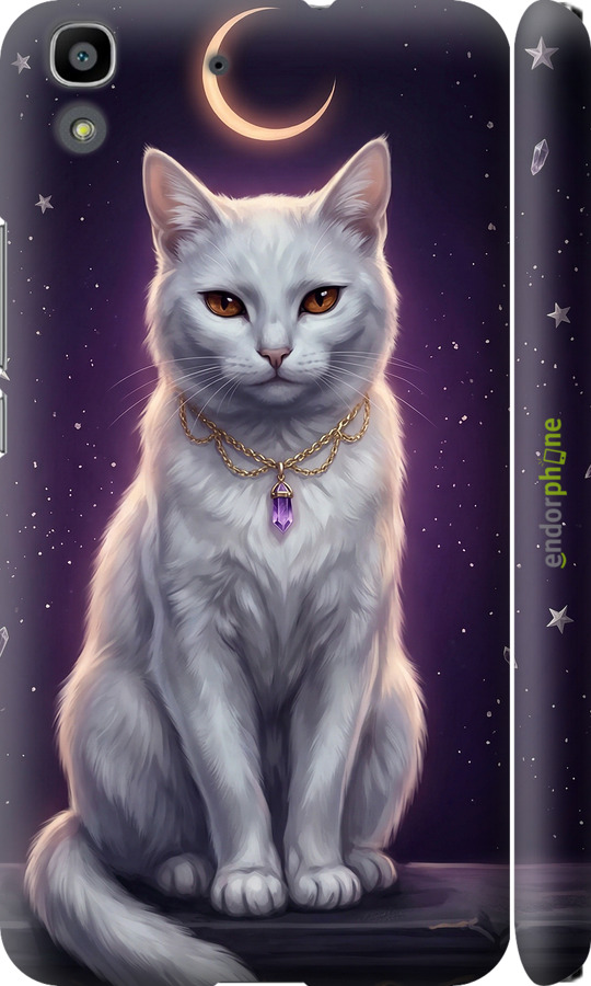 3D пластиковий матовий чехол Mystic White Cat Gothic Dark Purple Gold для Huawei Y6 - 6805m-333 изображение 