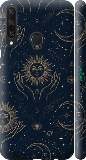 3D пластиковый матовый чехол Celestial Harmony: Sun & Moon Gold Mystic Pattern для Huawei Y6p - 6778m-1952 изображение 