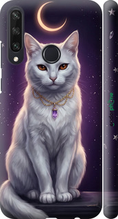 3D пластиковый матовый чехол Mystic White Cat Gothic Dark Purple Gold для Huawei Y6p - 6805m-1952 изображение 