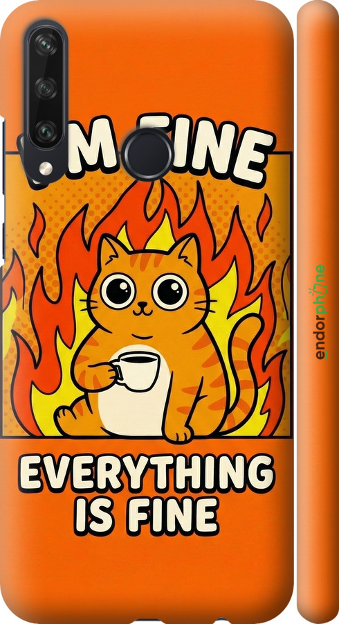 3D пластиковий матовий чехол Funny Cat для Huawei Y6p - 6786m-1952 изображение 