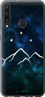 Силиконовый чехол Горы и звезды нарисованы на фоне галактики для Huawei Y6p - 6490u-1952 изображение 