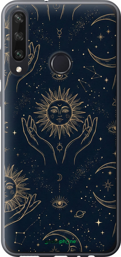 2D пластиковый чехол Celestial Harmony: Sun & Moon Gold Mystic Pattern для Huawei Y6p - 6778t-1952 изображение 