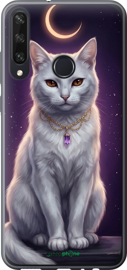 2D пластиковый чехол Mystic White Cat Gothic Dark Purple Gold для Huawei Y6p - 6805t-1952 изображение 