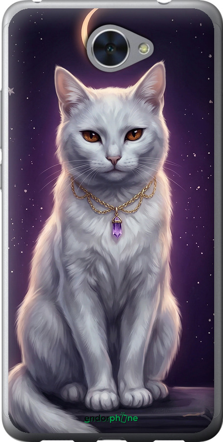 Силіконовий чехол Mystic White Cat Gothic Dark Purple Gold для Huawei Y7 2017 - 6805u-1019 изображение 