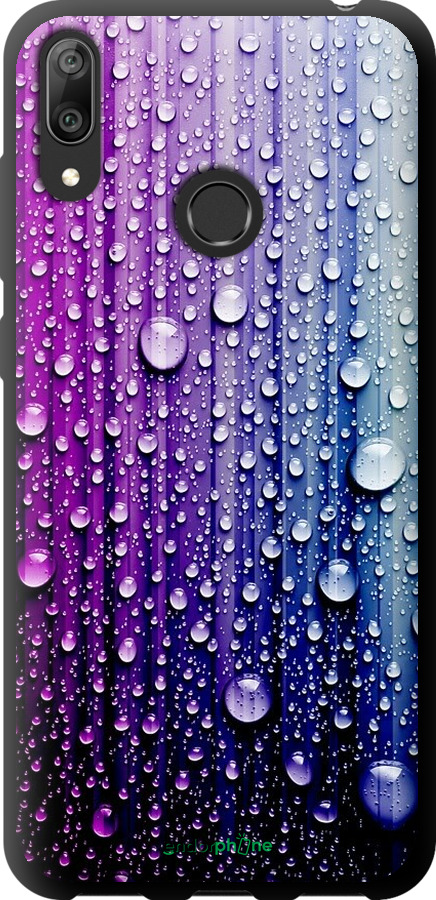 

TPU чорний чохол "Краплини води" для Huawei Y7 2019, Синій