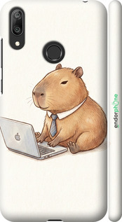 3D пластиковый матовый чехол 'Funny Capybara CEO Working' для Huawei Y7 2019 изображение 1