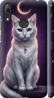 3D пластиковый матовый чехол Mystic White Cat Gothic Dark Purple Gold для Huawei Y7 2019 - 6805m-1638 изображение 