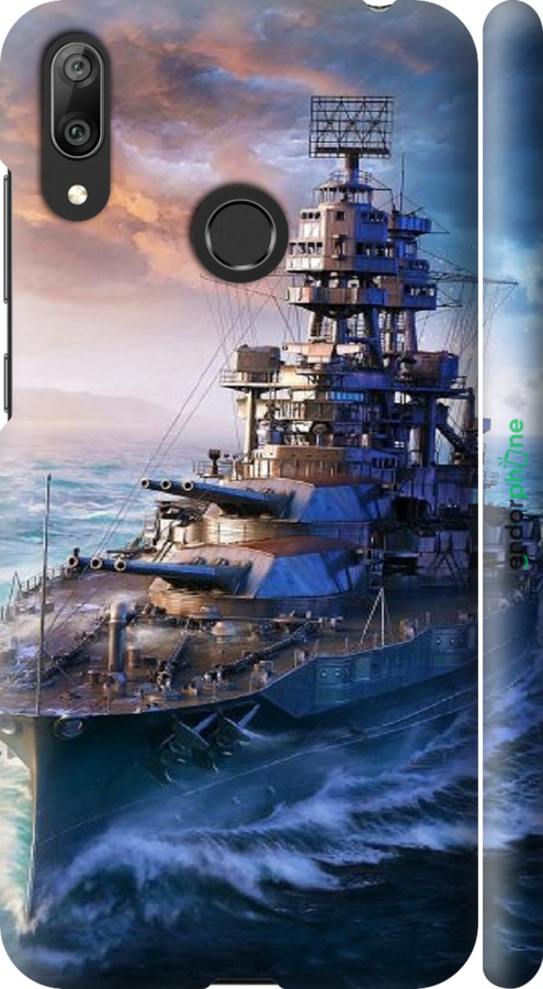 3D пластиковий матовий чехол Військовий корабель, world of tanks, wargaming для Huawei Y7 Prime 2019 - 6461m-1658 изображение 