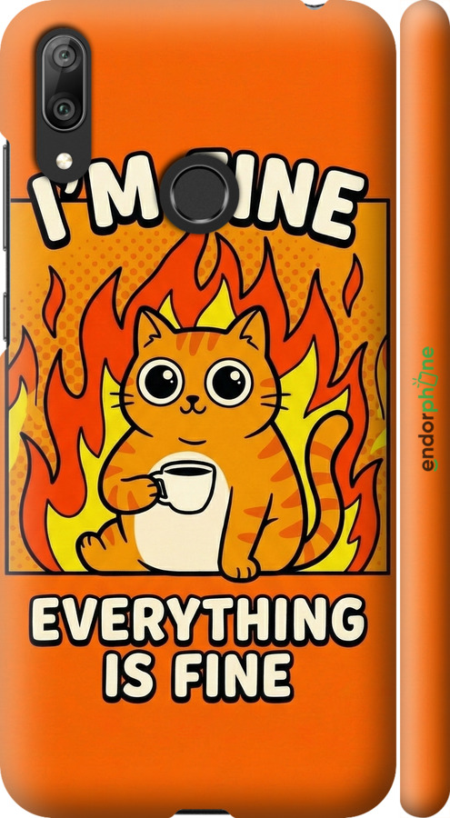 3D пластиковый матовый чехол Funny Cat для Huawei Y7 2019 - 6786m-1638 изображение 