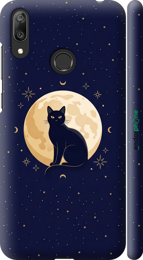 3D пластиковый матовый чехол Cute Cat Celestial/Witchy для Huawei Y7 2019 - 6787m-1638 изображение 