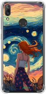 Силикон с усиленными углами чехол Девушка Арт для Huawei Y7 2019 - 6325sp-1638 изображение 