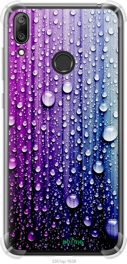 

Силіконовий протиударний с посиленими кутами чохол "Краплини води" для Huawei Y7 2019, Синій