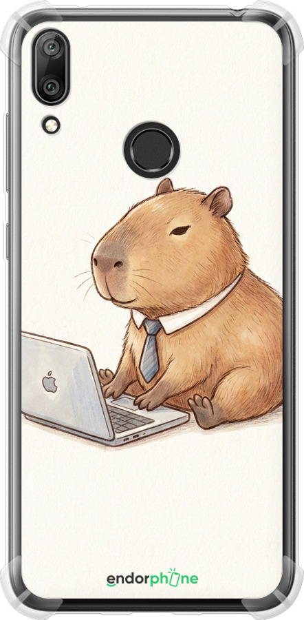 Силикон с усиленными углами чехол Funny Capybara CEO Working для Huawei Y7 2019 - 6777sp-1638 изображение 