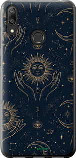 2D пластиковий чехол Celestial Harmony: Sun & Moon Gold Mystic Pattern для Huawei Y7 2019 - 6778t-1638 изображение 