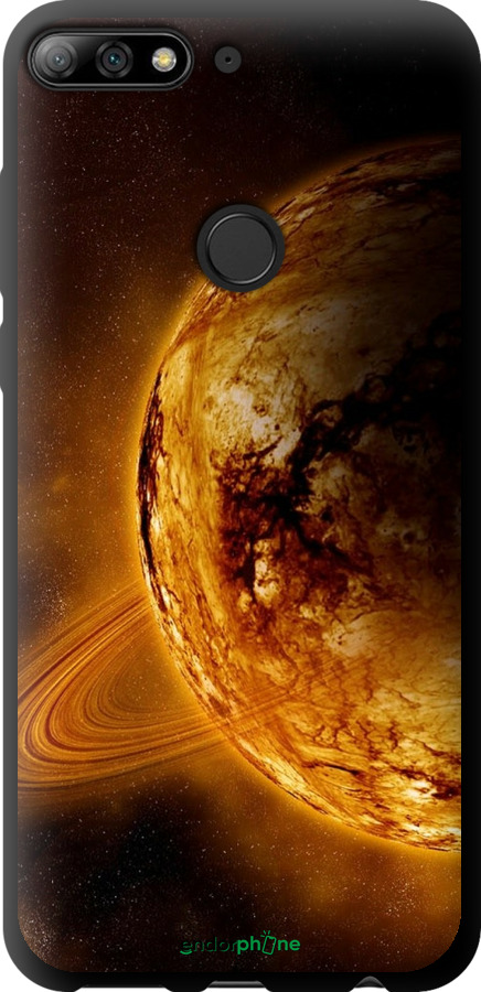 TPU чехол Жёлтый Сатурн для Huawei Y7 Prime 2018 - 170b-1509 изображение 