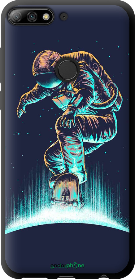 TPU чехол Космонавт на скейтборде для Huawei Y7 Prime 2018 - 4145b-1509 изображение 