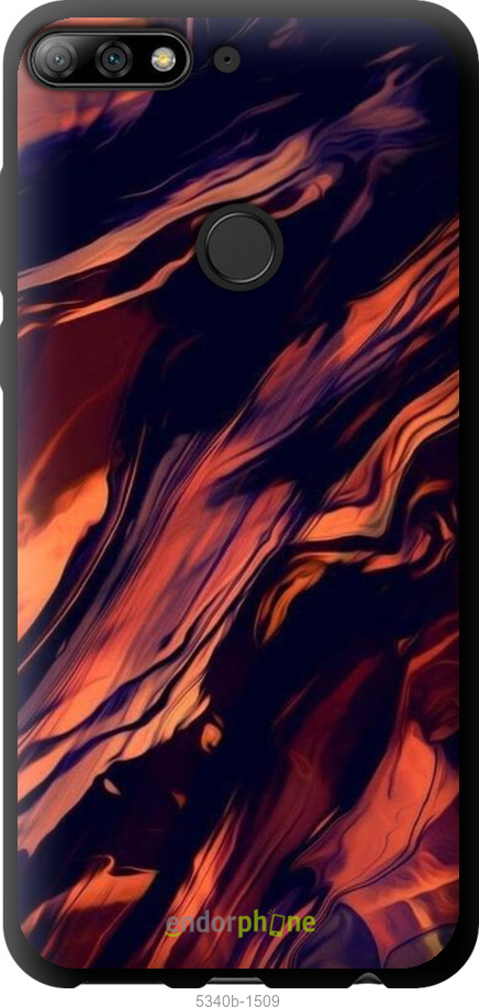 TPU чехол Черно-оранжевая абстракция для Huawei Y7 Prime 2018 - 5340b-1509 изображение 
