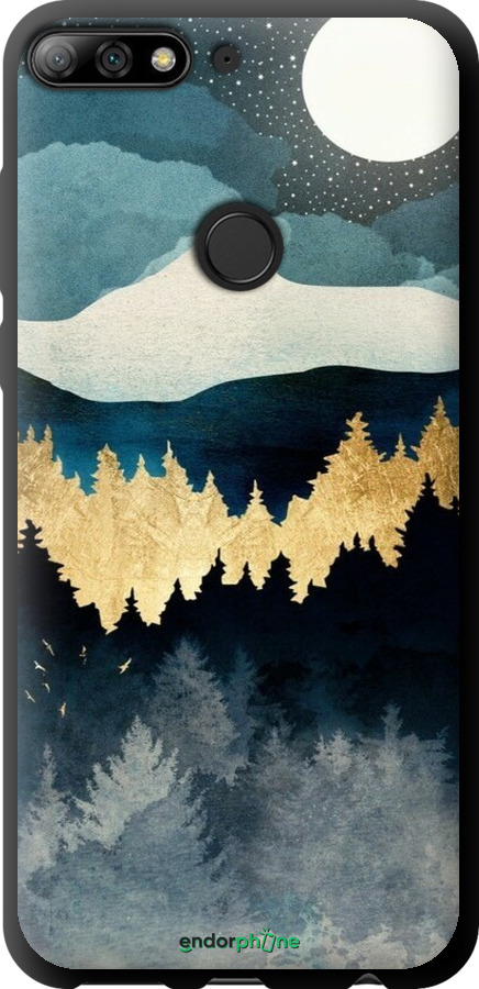 TPU чехол Ночной пейзаж с лесом и горами для Huawei Y7 Prime 2018 - 6493b-1509 изображение 