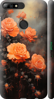 3D пластиковий матовий чехол Оранжеві троянди для Huawei Y7 Prime 2018 - 5944m-1509 изображение 