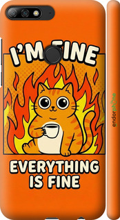 3D пластиковый матовый чехол Funny Cat для Huawei Y7 Prime 2018 - 6786m-1509 изображение 