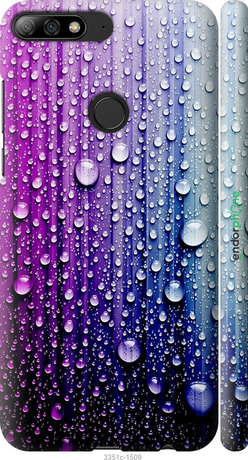

3D пластиковий матовий чохол "Краплини води" для Huawei Y7 Prime 2018, Синій