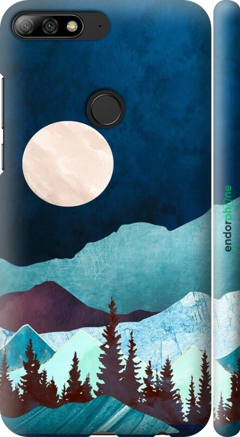 3D пластиковий матовий чехол Гірська ідилія нічний краєвид для Huawei Y7 Prime 2018 - 6488m-1509 изображение 
