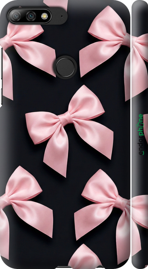 3D пластиковый матовый чехол Coquette Ribbons Dark Coquette для Huawei Y7 Prime 2018 - 6767m-1509 изображение 