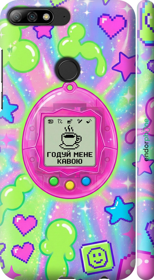 3D пластиковый матовый чехол Y2K Aesthetic Retro Pet: Годуй мене кавою для Huawei Honor 7C Pro - 6784m-2070 изображение 