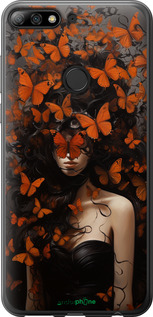 2D пластиковый чехол Девушка с оранжевыми бабочками для Huawei Honor 7C Pro - 5941t-2070 изображение 