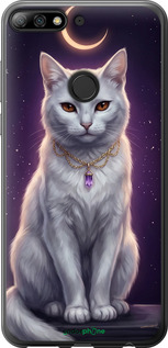2D пластиковий чехол Mystic White Cat Gothic Dark Purple Gold для Huawei Y7 Prime 2018 - 6805t-1509 изображение 