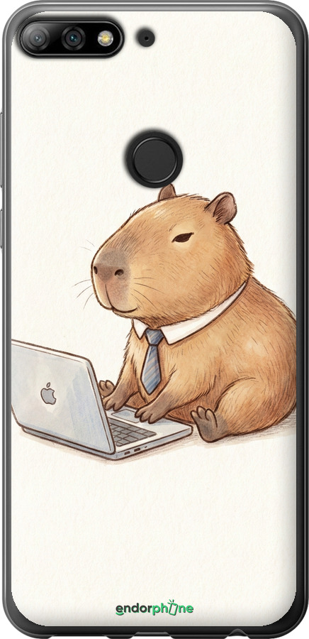 2D пластиковый чехол Funny Capybara CEO Working для Huawei Y7 Prime 2018 - 6777t-1509 изображение 