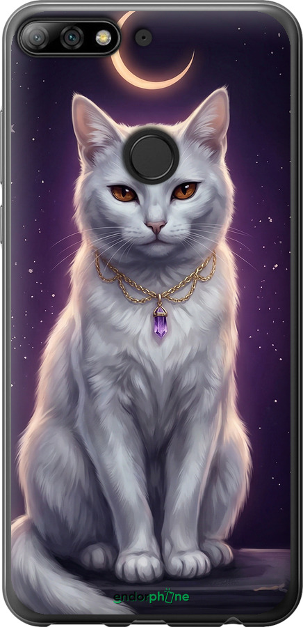 2D пластиковий чехол Mystic White Cat Gothic Dark Purple Gold для Huawei Y7 Prime 2018 - 6805t-1509 изображение 