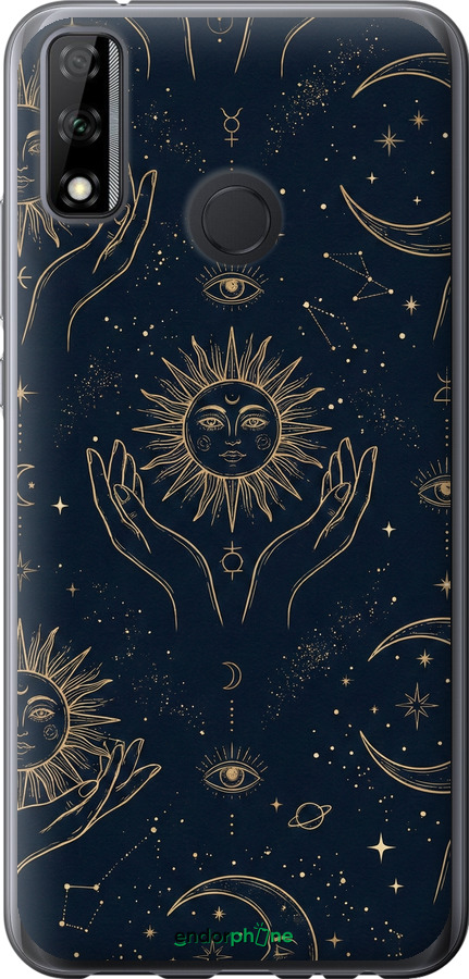 Силиконовый чехол Celestial Harmony: Sun & Moon Gold Mystic Pattern для Huawei Y8s - 6778u-2027 изображение 