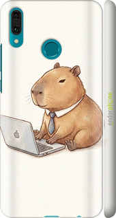 3D пластиковый матовый чехол 'Funny Capybara CEO Working' для Huawei Y9 2019 изображение 1