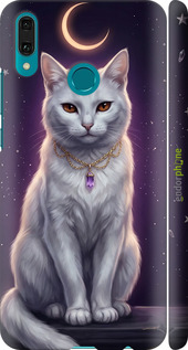 3D пластиковый матовый чехол Mystic White Cat Gothic Dark Purple Gold для Huawei Y9 2019 - 6805m-1602 изображение 