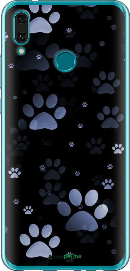 Силиконовый чехол С синими отпечатками лап для Huawei Y9 2019 - 6441u-1602 изображение 