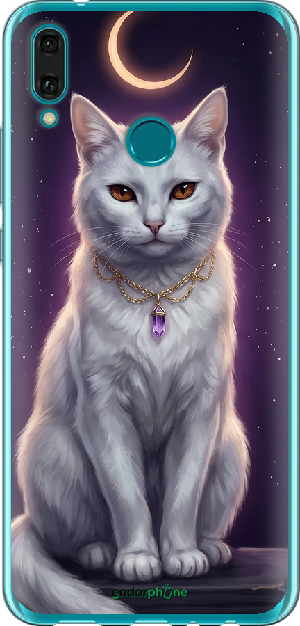 Силіконовий чехол Mystic White Cat Gothic Dark Purple Gold для Huawei Y9 2019 - 6805u-1602 изображение 