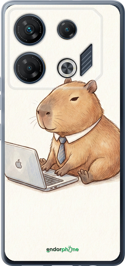 Силиконовый чехол Funny Capybara CEO Working для Infinix GT 10 pro - 6777u-3172 изображение 