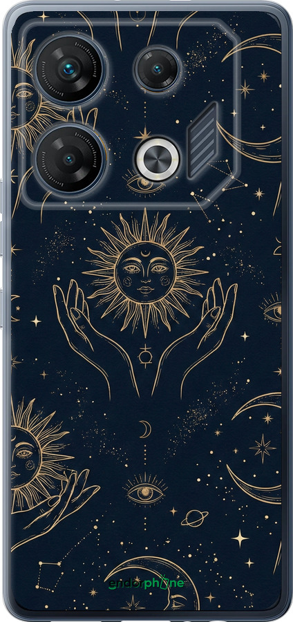 Силиконовый чехол Celestial Harmony: Sun & Moon Gold Mystic Pattern для Infinix GT 10 pro - 6778u-3172 изображение 