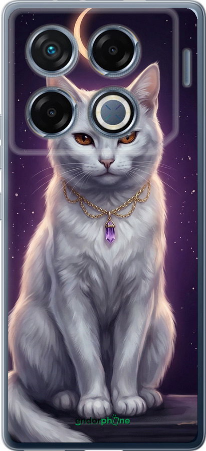 Силиконовый чехол Mystic White Cat Gothic Dark Purple Gold для Infinix GT 20 Pro - 6805u-3735 изображение 