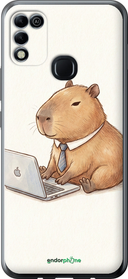 Силиконовый чехол Funny Capybara CEO Working для Infinix Hot 11 Play - 6777u-2756 изображение 