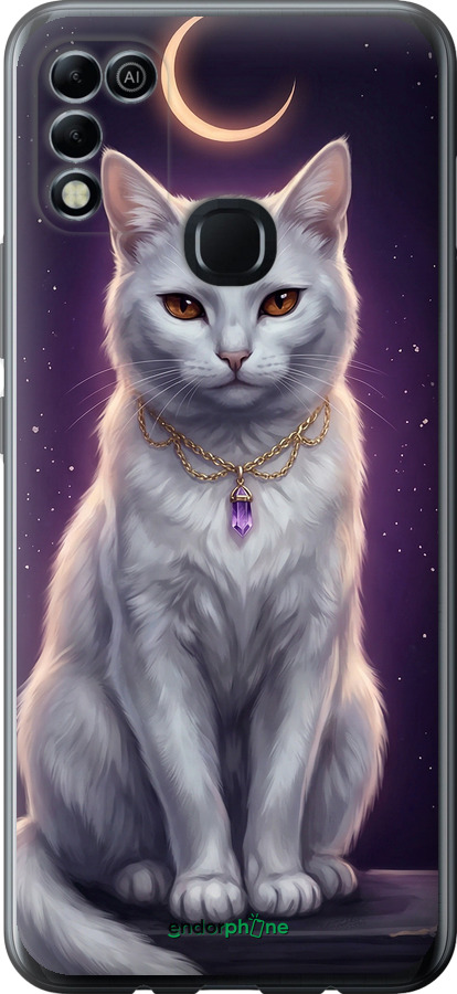 Силиконовый чехол Mystic White Cat Gothic Dark Purple Gold для Infinix Hot 11 Play - 6805u-2756 изображение 