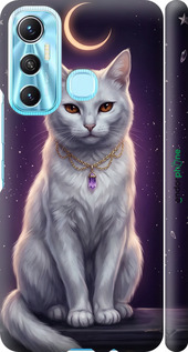 3D пластиковий матовий чехол Mystic White Cat Gothic Dark Purple Gold для Infinix Hot 11 - 6805m-2762 изображение 