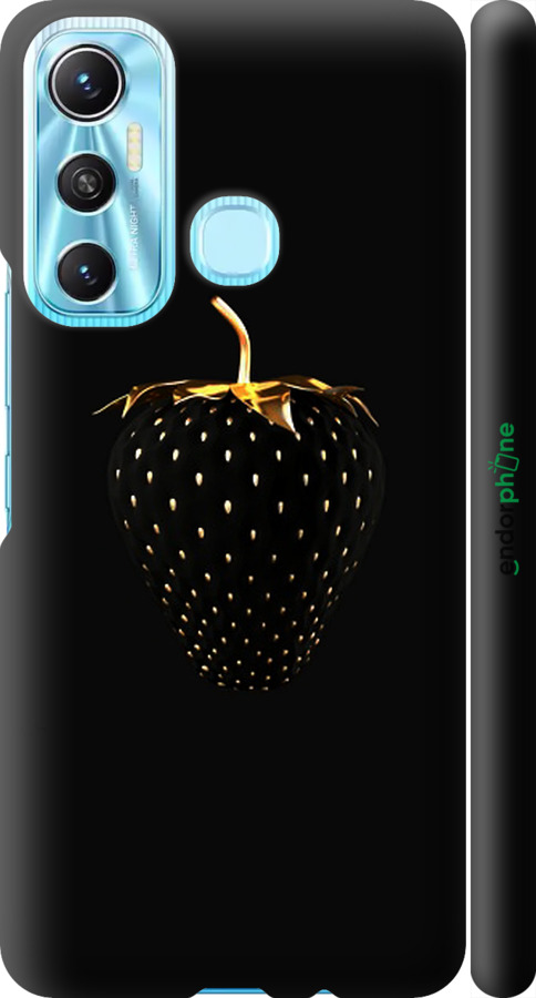 

3D пластиковий матовий чохол "Чорна полуниця" для Infinix Hot 11, Чорний