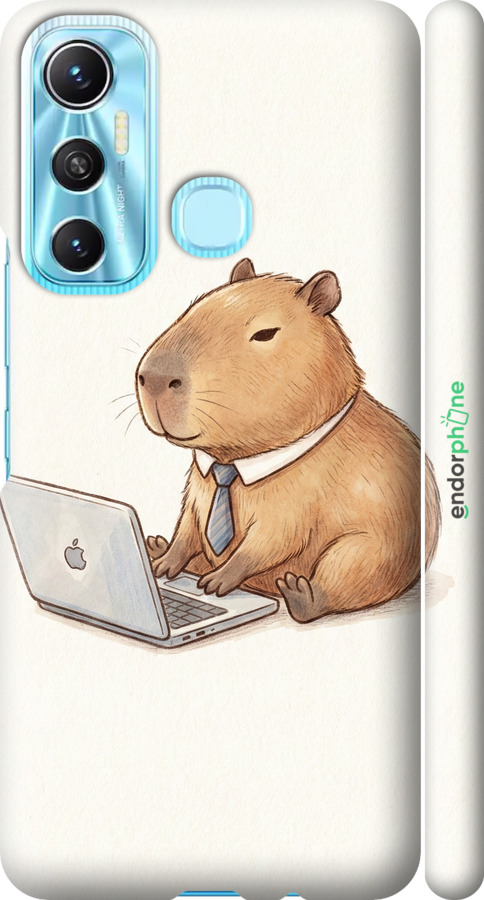 3D пластиковый матовый чехол Funny Capybara CEO Working для Infinix Hot 11 - 6777m-2762 изображение 