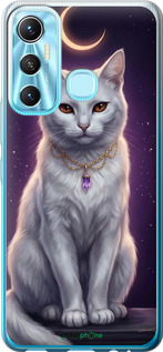 Силиконовый чехол Mystic White Cat Gothic Dark Purple Gold для Infinix Hot 11 - 6805u-2762 изображение 