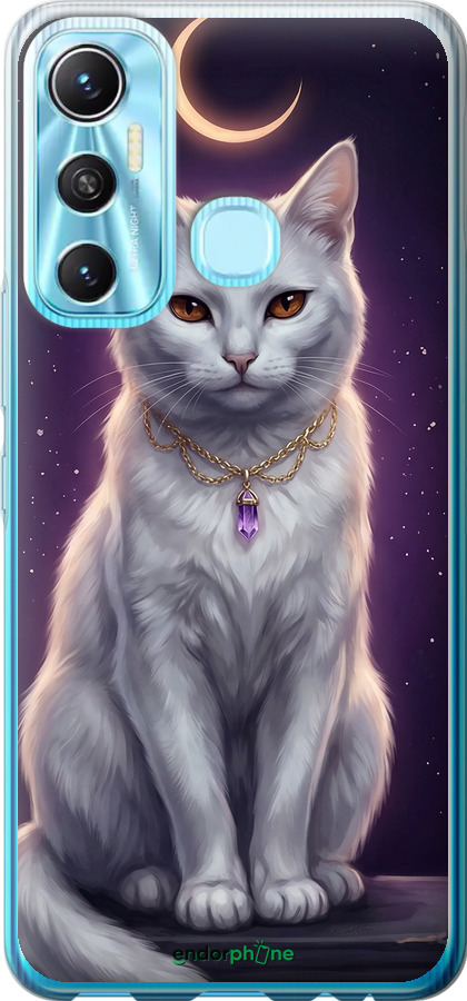 Силиконовый чехол Mystic White Cat Gothic Dark Purple Gold для Infinix Hot 11 - 6805u-2762 изображение 