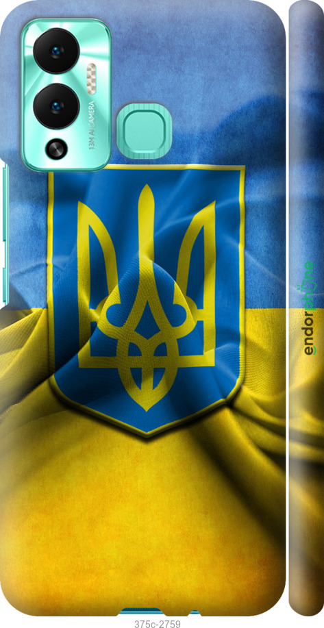 

3D пластиковий матовий чохол "Прапор та герб України" для Infinix Hot 12 Play, Блакитний